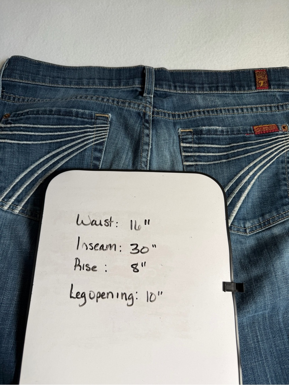7 For All Mankind Dojo Jeans 29 Low Rise Flare Wide Leg Y2K Medium Wash - Picture 10 of 14